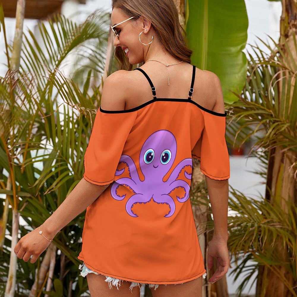 Casual Ladies Off Shoulder Sling Short Sleeve Top - Roller