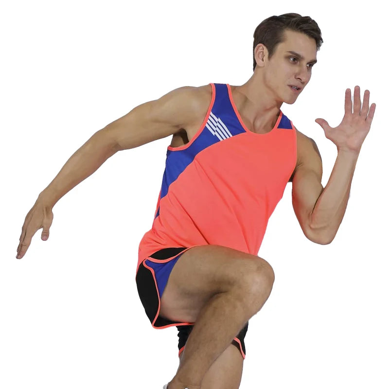 Men Running Sets Quick Dry Sprint Sports Jogging Uniform Vest Shorts Thin Marathon Outdoor Suits Track And Field Sets - Roller