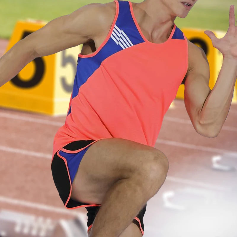 Men Running Sets Quick Dry Sprint Sports Jogging Uniform Vest Shorts Thin Marathon Outdoor Suits Track And Field Sets - Roller