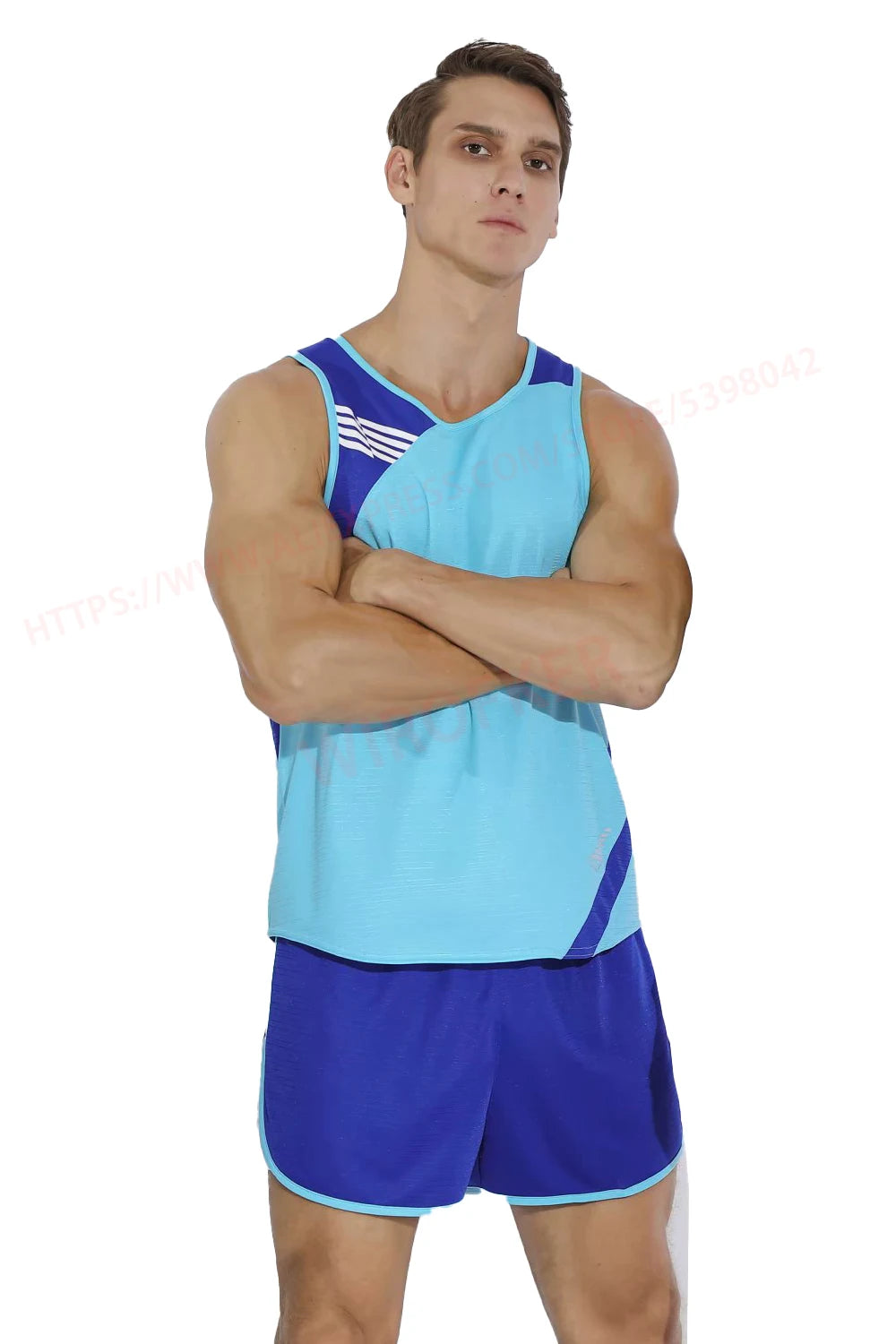 Men Running Sets Quick Dry Sprint Sports Jogging Uniform Vest Shorts Thin Marathon Outdoor Suits Track And Field Sets - Roller