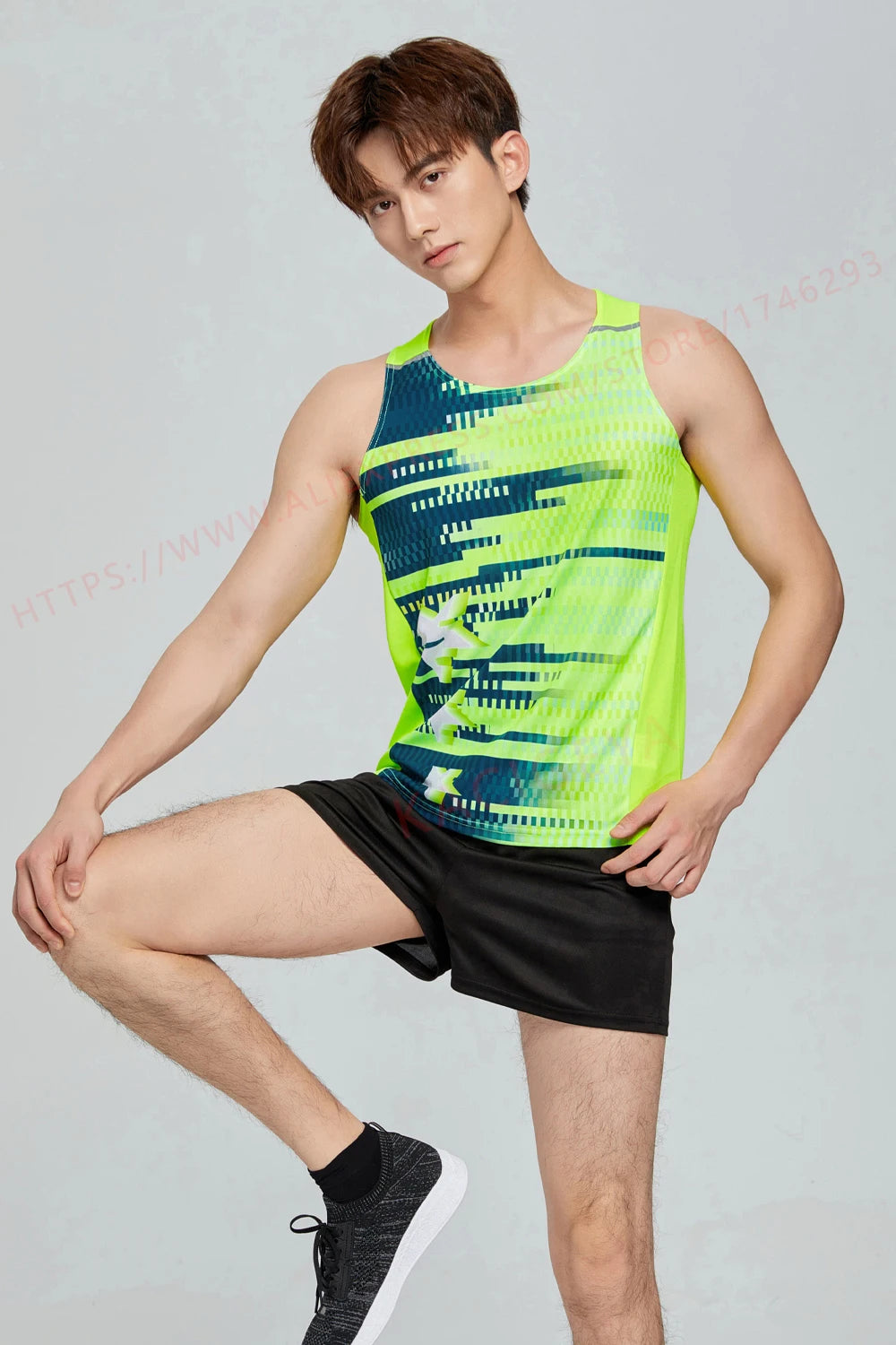 Men Sports Suits Quick Dry Slim Fit Marathon Running Track And Field Tracksuits Fashion Prints Gym Sportswear Vest+Shorts Set - Roller