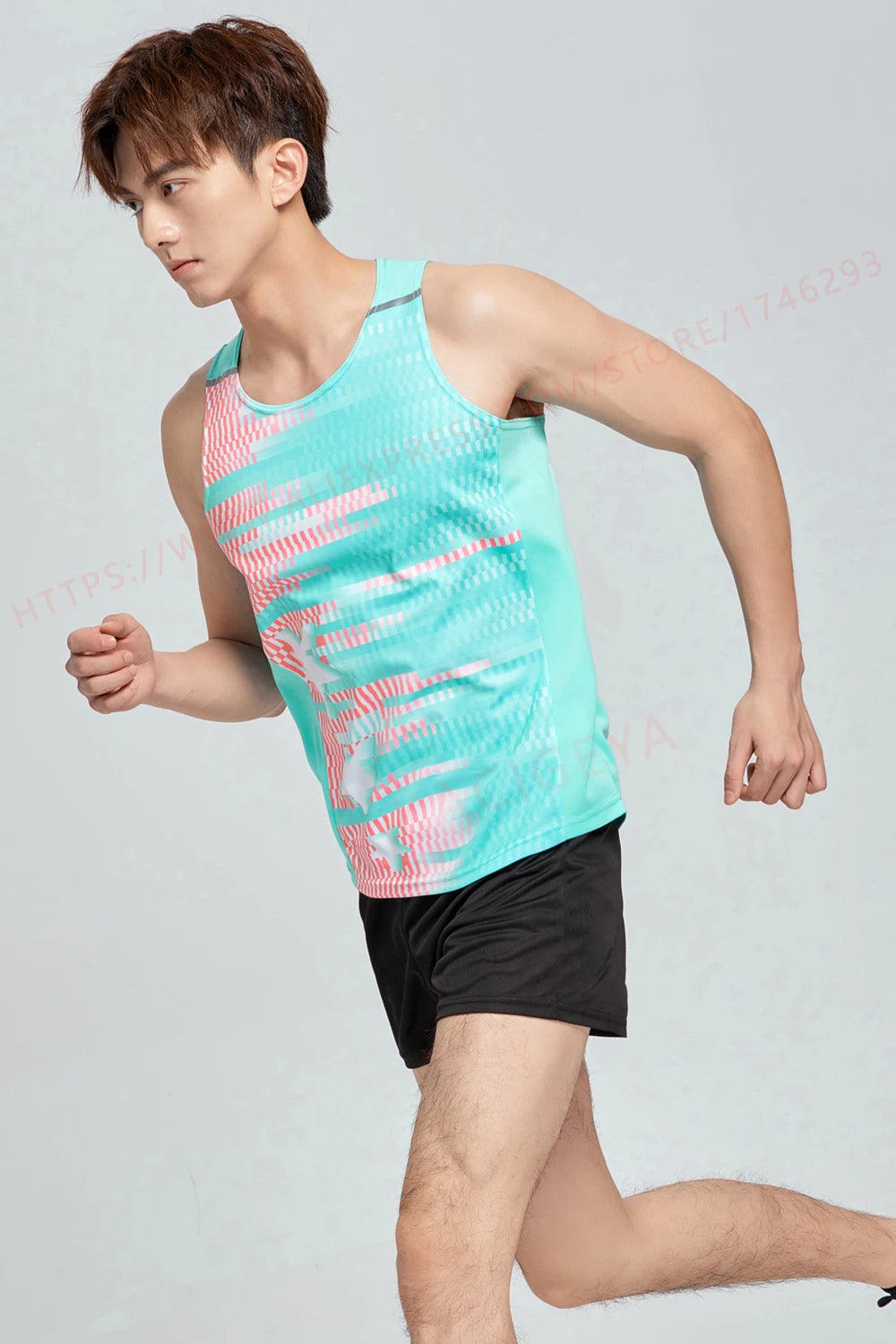 Men Sports Suits Quick Dry Slim Fit Marathon Running Track And Field Tracksuits Fashion Prints Gym Sportswear Vest+Shorts Set - Roller