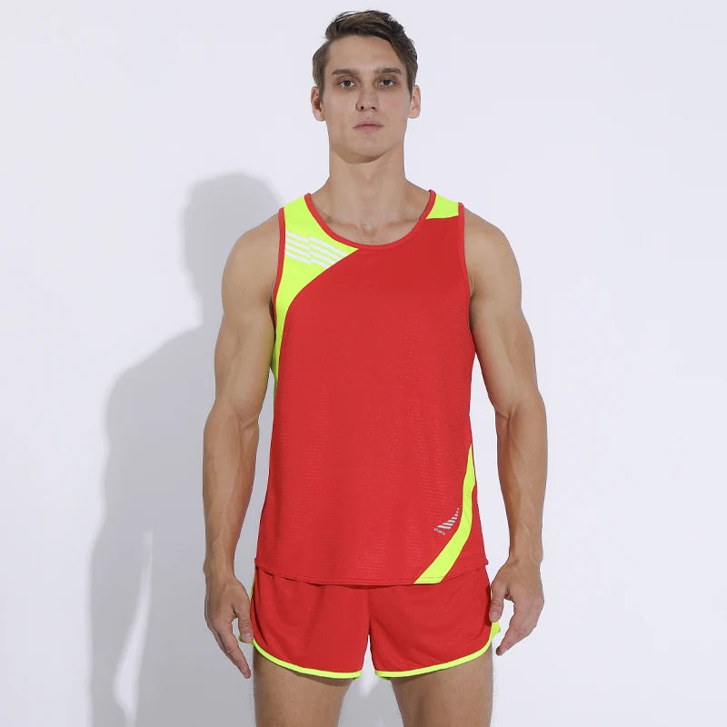Men Running Sets Quick Dry Sprint Sports Jogging Uniform Vest Shorts Thin Marathon Outdoor Suits Track And Field Sets - Roller