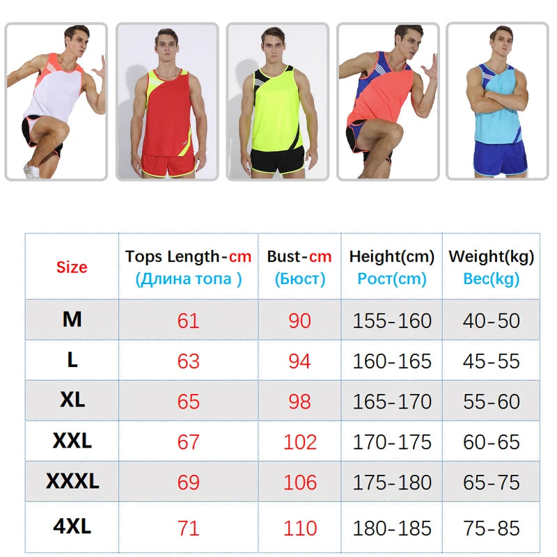 Men Running Sets Quick Dry Sprint Sports Jogging Uniform Vest Shorts Thin Marathon Outdoor Suits Track And Field Sets - Roller