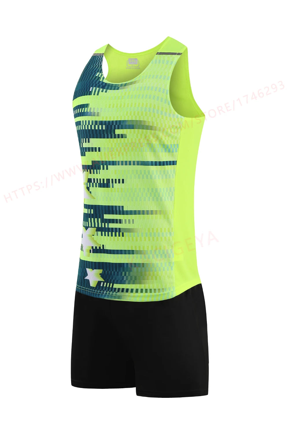 Men Sports Suits Quick Dry Slim Fit Marathon Running Track And Field Tracksuits Fashion Prints Gym Sportswear Vest+Shorts Set - Roller