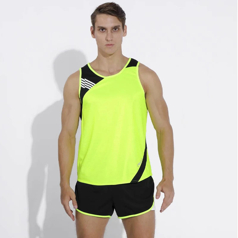 Men Running Sets Quick Dry Sprint Sports Jogging Uniform Vest Shorts Thin Marathon Outdoor Suits Track And Field Sets - Roller