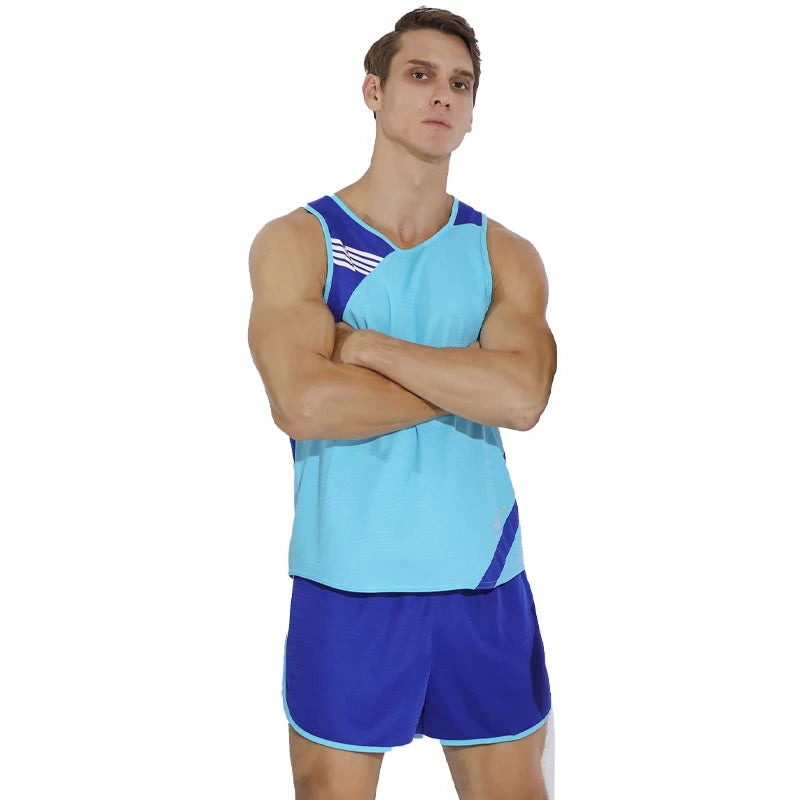 Men Running Sets Quick Dry Sprint Sports Jogging Uniform Vest Shorts Thin Marathon Outdoor Suits Track And Field Sets - Roller