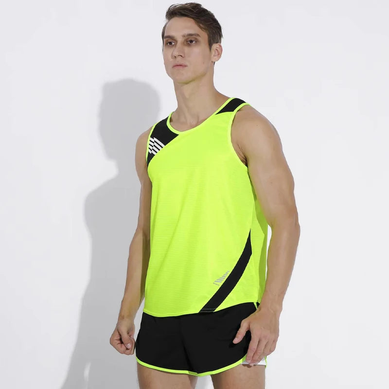 Men Running Sets Quick Dry Sprint Sports Jogging Uniform Vest Shorts Thin Marathon Outdoor Suits Track And Field Sets - Roller