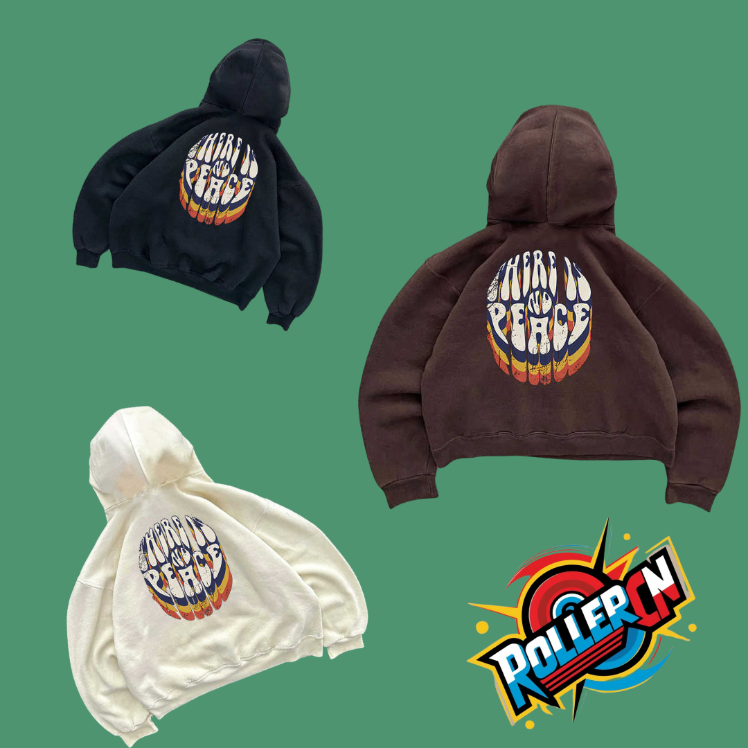 Female Printed All-matching Loose Hooded Sweater - Roller