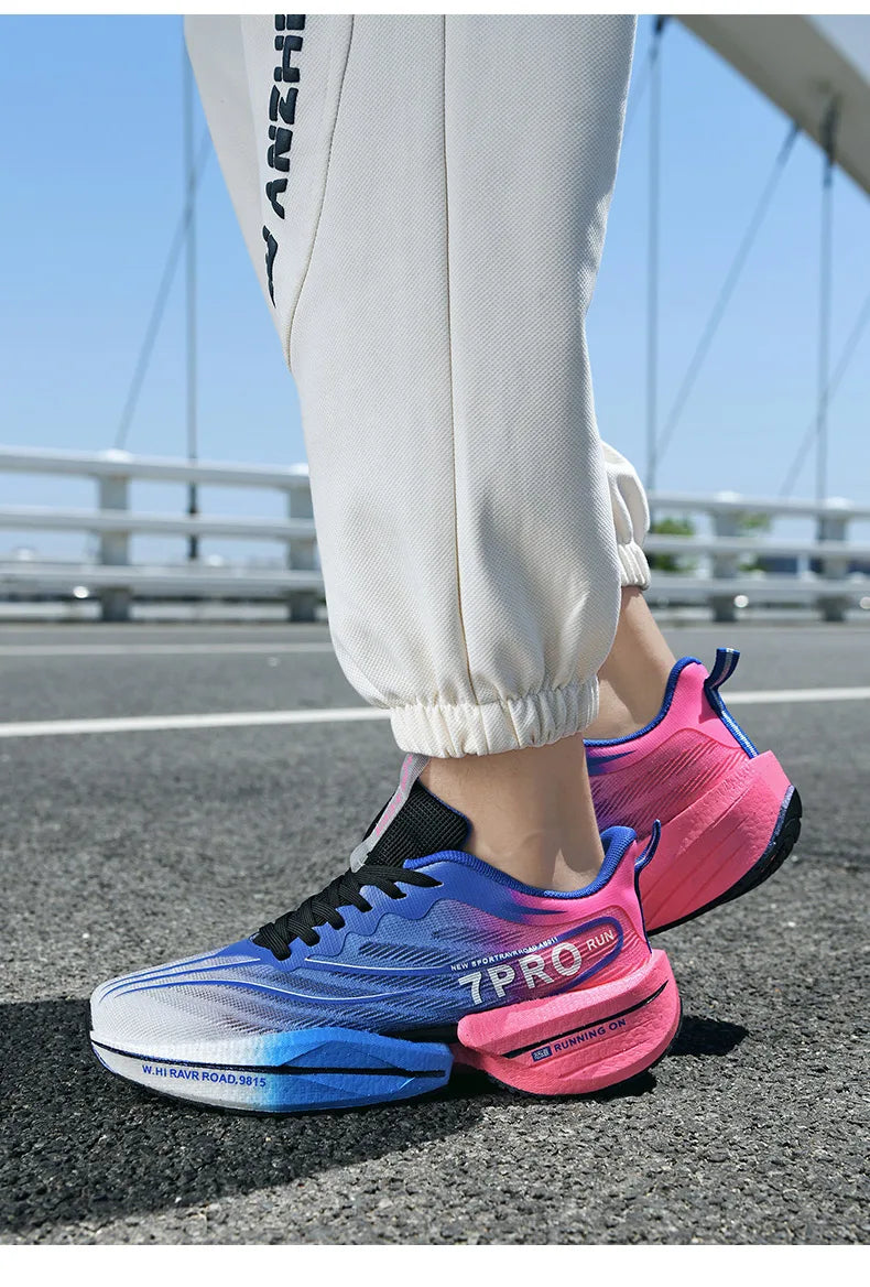 Carbon Plate Air Cushion Men Sports Marathon Running Shoes Breathable Lightweight Women Comfortable Athletic Nonskid Sneakers - Roller