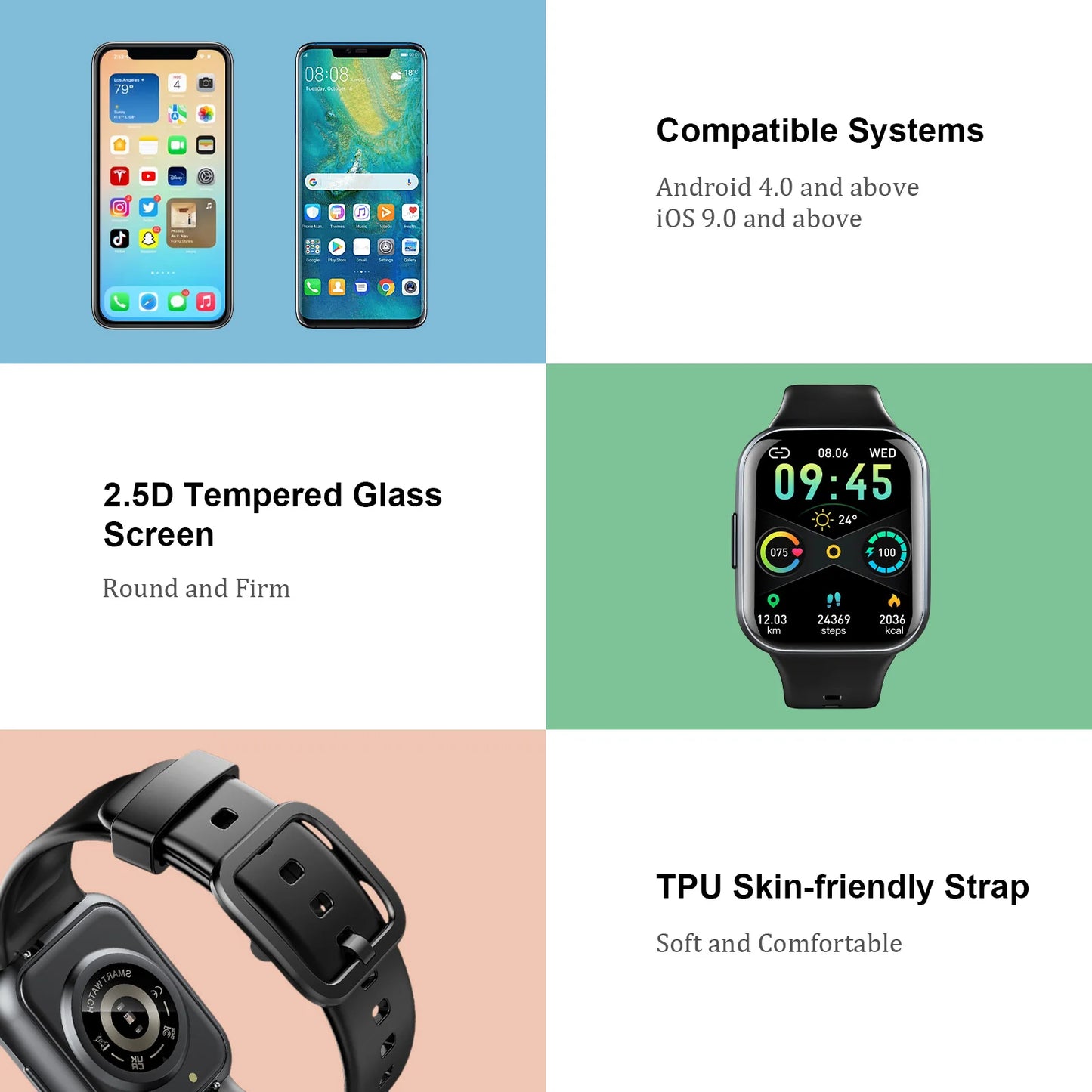 Nerunsa Smart Watch, 1.69" HD Touch Screen Fitness Watch - Roller