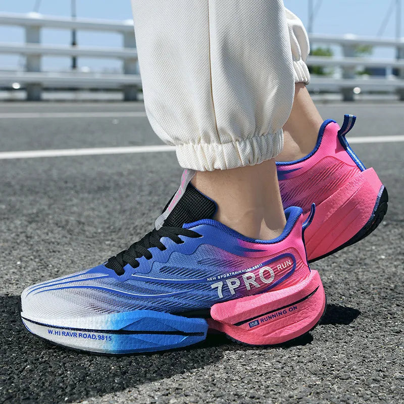 Carbon Plate Air Cushion Men Sports Marathon Running Shoes Breathable Lightweight Women Comfortable Athletic Nonskid Sneakers - Roller