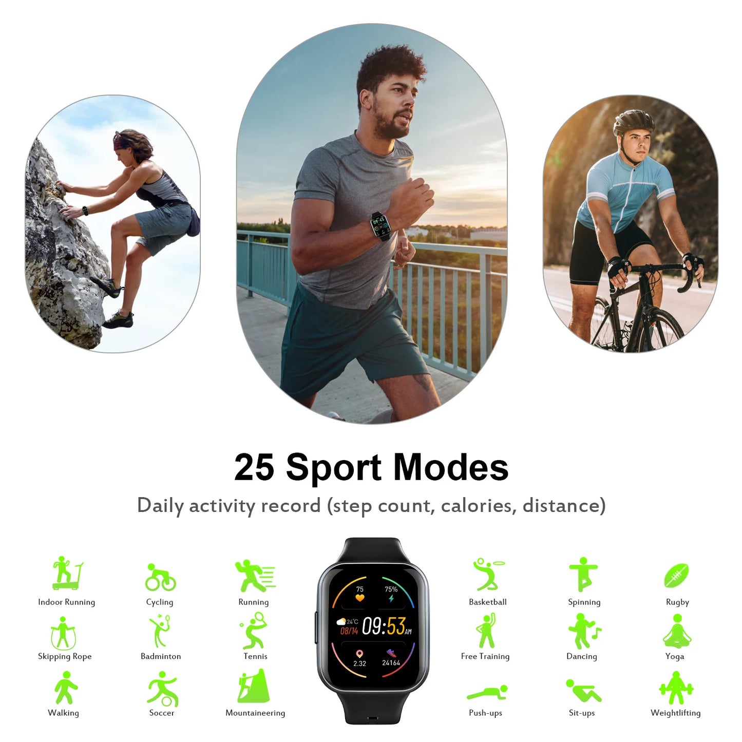 Nerunsa Smart Watch, 1.69" HD Touch Screen Fitness Watch - Roller