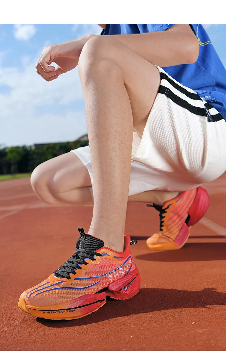 Carbon Plate Air Cushion Men Sports Marathon Running Shoes Breathable Lightweight Women Comfortable Athletic Nonskid Sneakers - Roller