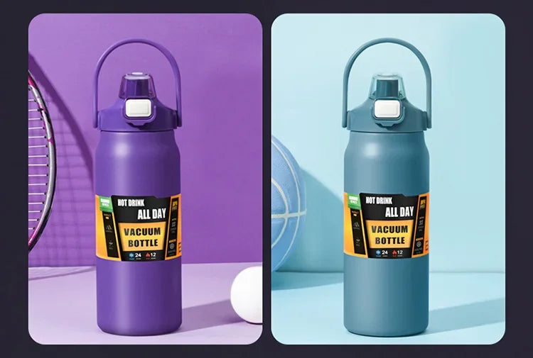 Outdoor Thermos Portable 304 Stainless Steel Thermal Mug Tumbler Vacuum Flasks Cold and Hot Sports Water Bottle with Straw - Roller