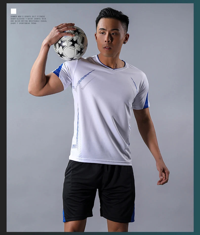 CHRLCK Men's Running Sets Summer Sportswear Breathable Gym Fitness Suits Quick Dry T-Shirts Sports Workout Training Tracksuit - Roller