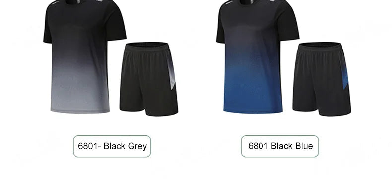 Men Women Quick Drying Running Sets Gym Fitness Suits Outdoor Short Sleeve Sports T-shirt Shorts Badminton Tennis Training Kit - Roller