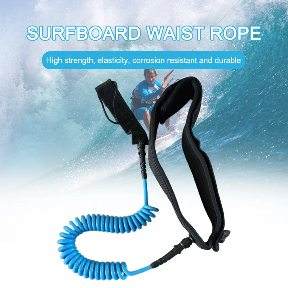Coiled Leash Maximum Tensile Length Up To 10 Feet Surfboard Waist Rope Adjustable Coiled Surfing Leash for Stand Paddle Boards - Roller