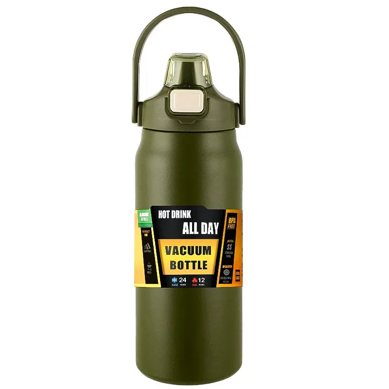 Outdoor Thermos Portable 304 Stainless Steel Thermal Mug Tumbler Vacuum Flasks Cold and Hot Sports Water Bottle with Straw - Roller
