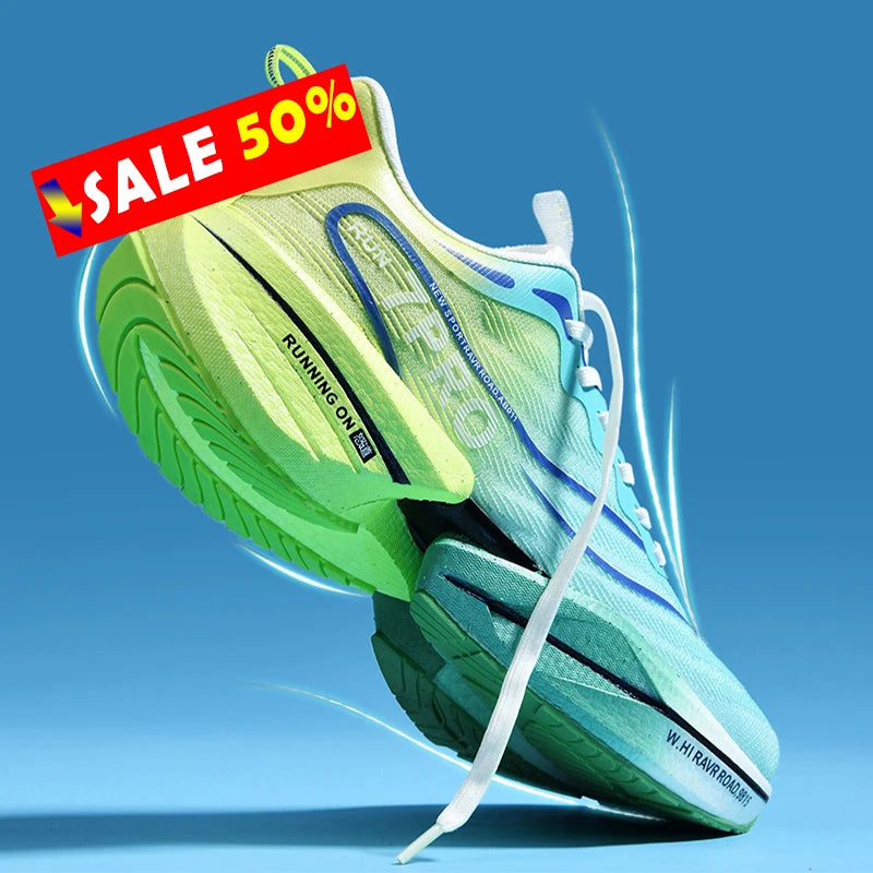 Carbon Plate Air Cushion Men Sports Marathon Running Shoes Breathable Lightweight Women Comfortable Athletic Nonskid Sneakers - Roller