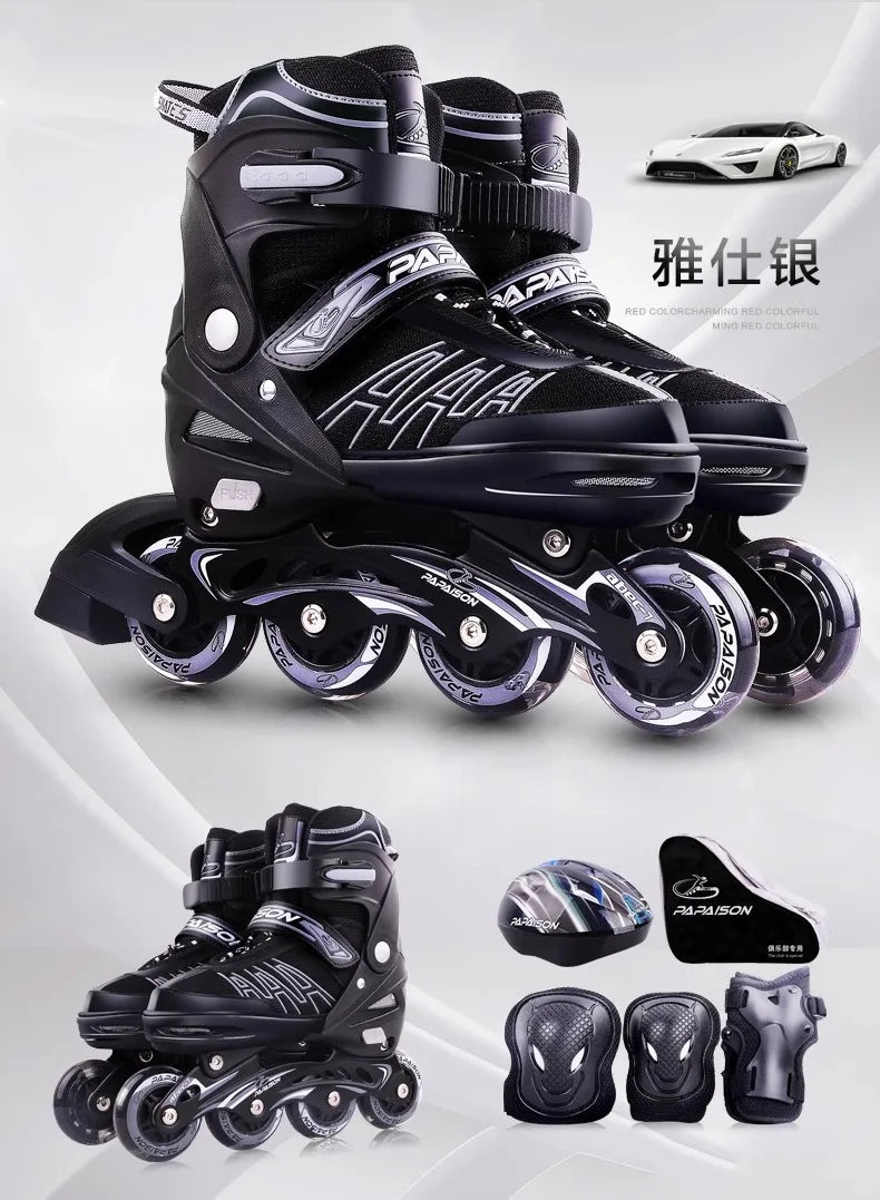 Adjustable Inline Roller Skate Shoes Professional Flashing Sliding Sneaker Outdoor Racing Speed Skating 4 Wheels Shoes Gifts - Roller