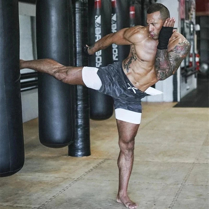 2023 Men Running Shorts Summer Sportswear Double-deck Short Pant 2 In 1 Training Workout Clothing Male Gym Fitness Sport Shorts - Roller