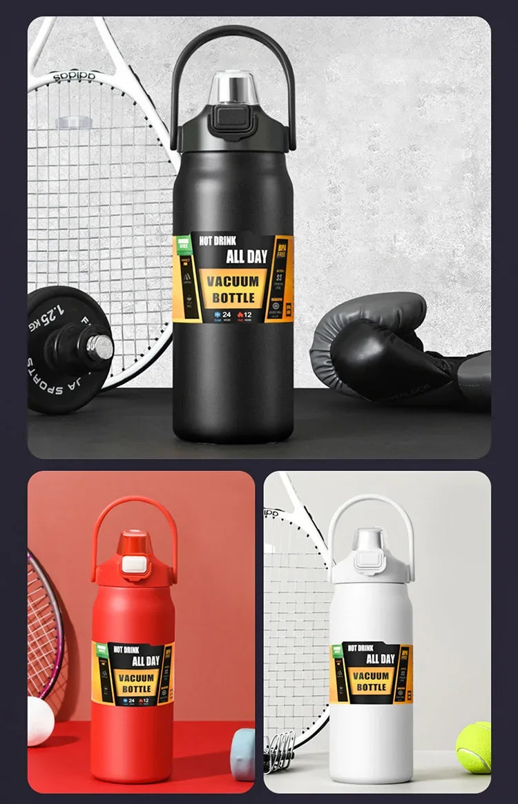 Outdoor Thermos Portable 304 Stainless Steel Thermal Mug Tumbler Vacuum Flasks Cold and Hot Sports Water Bottle with Straw - Roller