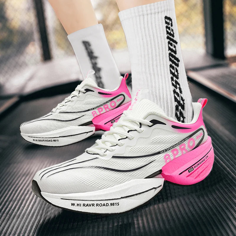 Carbon Plate Air Cushion Men Sports Marathon Running Shoes Breathable Lightweight Women Comfortable Athletic Nonskid Sneakers - Roller