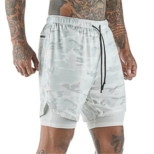 2023 Men Running Shorts Summer Sportswear Double-deck Short Pant 2 In 1 Training Workout Clothing Male Gym Fitness Sport Shorts - Roller