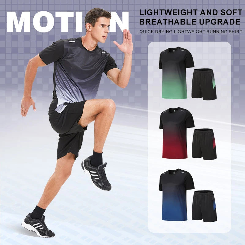 Men Women Quick Drying Running Sets Gym Fitness Suits Outdoor Short Sleeve Sports T-shirt Shorts Badminton Tennis Training Kit - Roller