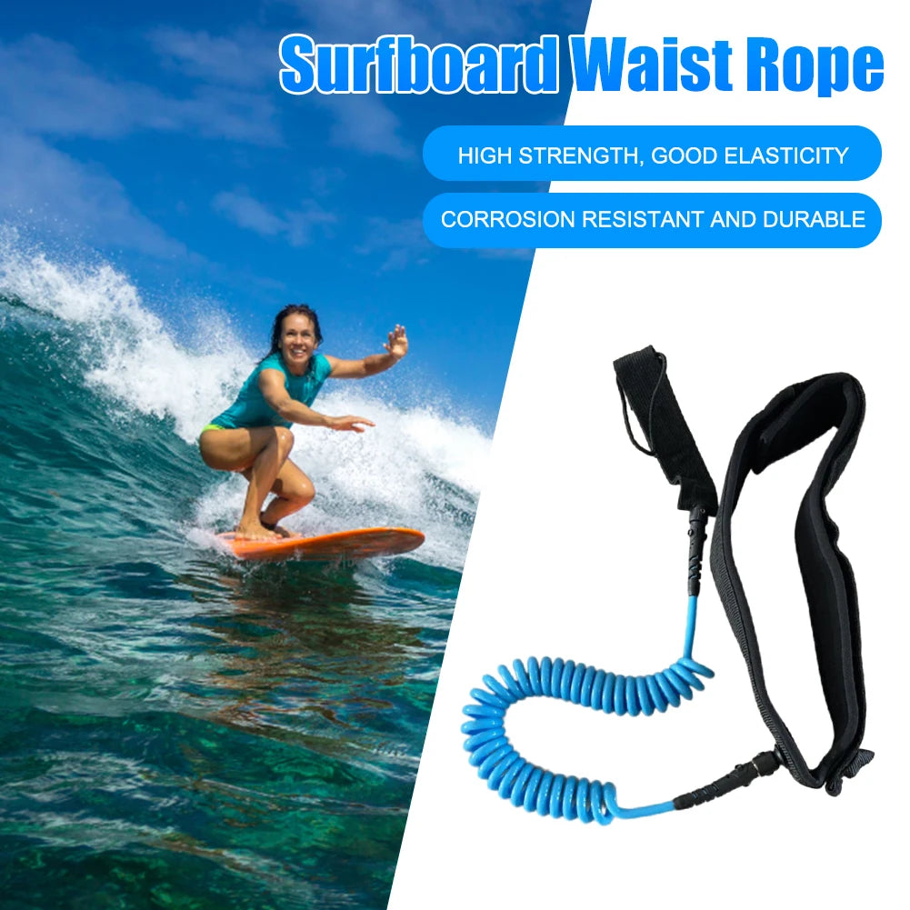 Coiled Leash Maximum Tensile Length Up To 10 Feet Surfboard Waist Rope Adjustable Coiled Surfing Leash for Stand Paddle Boards - Roller