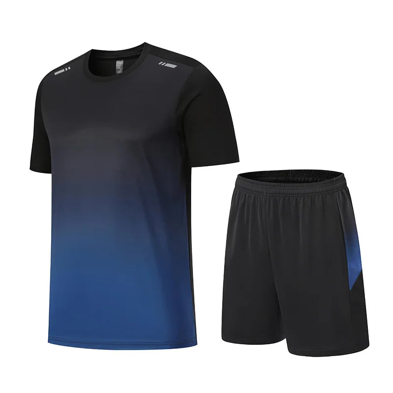 Men Women Quick Drying Running Sets Gym Fitness Suits Outdoor Short Sleeve Sports T-shirt Shorts Badminton Tennis Training Kit - Roller