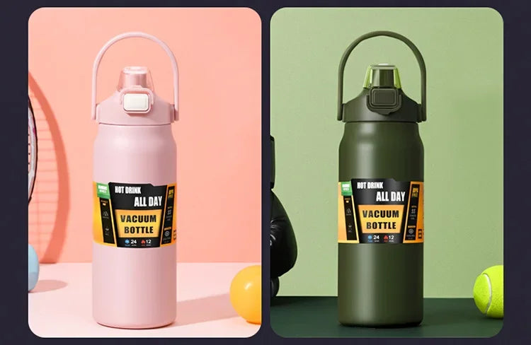 Outdoor Thermos Portable 304 Stainless Steel Thermal Mug Tumbler Vacuum Flasks Cold and Hot Sports Water Bottle with Straw - Roller