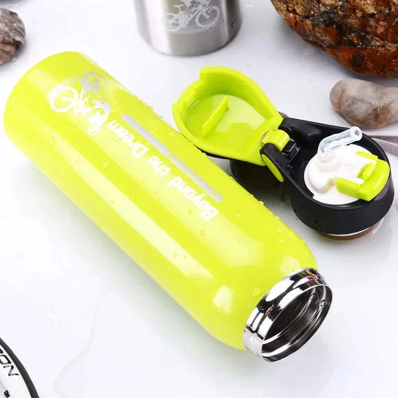 Vacuum Stainless Steel Cycling Water Bottle Double Walled Simple Thermo Mug Insulated With Straw - Roller