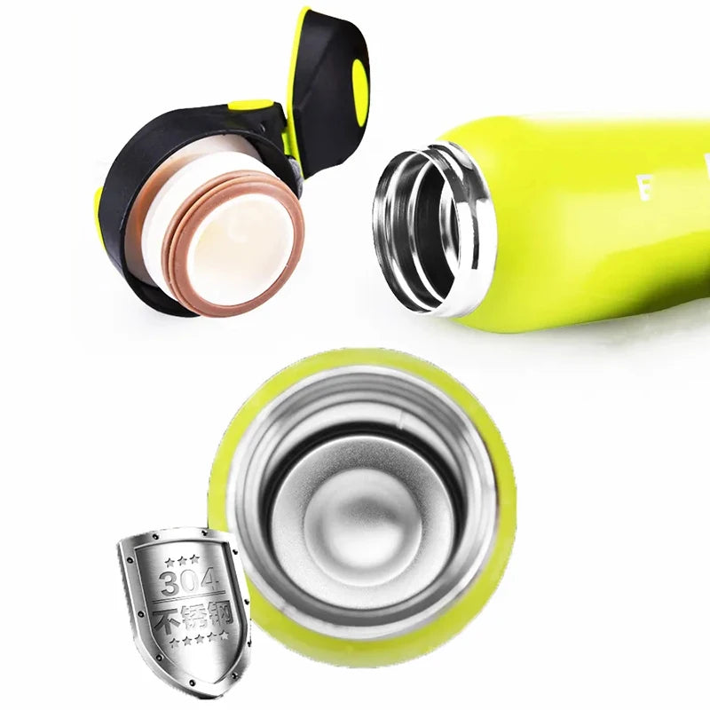 Vacuum Stainless Steel Cycling Water Bottle Double Walled Simple Thermo Mug Insulated With Straw - Roller