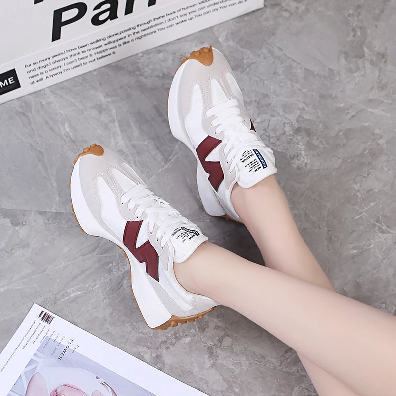 Fashionable and versatile running Forrest Gump women's shoes, thick sole, shock-absorbing, wear-resistant casual sports shoes - Roller