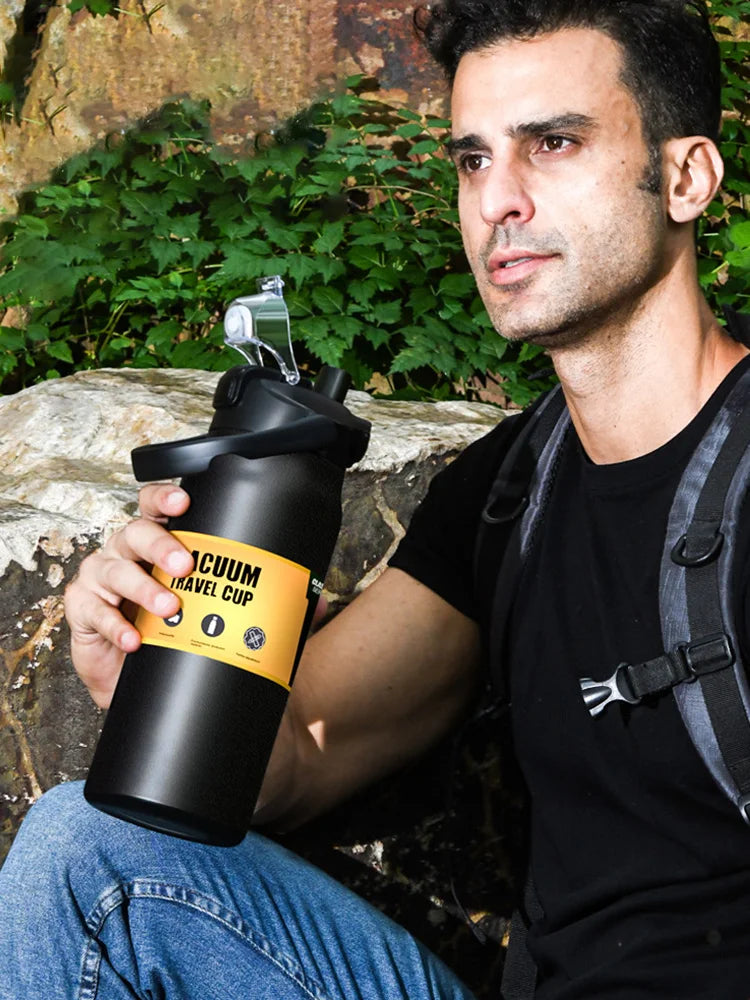 Outdoor Thermos Portable 304 Stainless Steel Thermal Mug Tumbler Vacuum Flasks Cold and Hot Sports Water Bottle with Straw - Roller