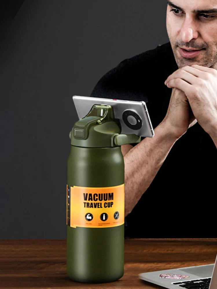 Outdoor Thermos Portable 304 Stainless Steel Thermal Mug Tumbler Vacuum Flasks Cold and Hot Sports Water Bottle with Straw - Roller
