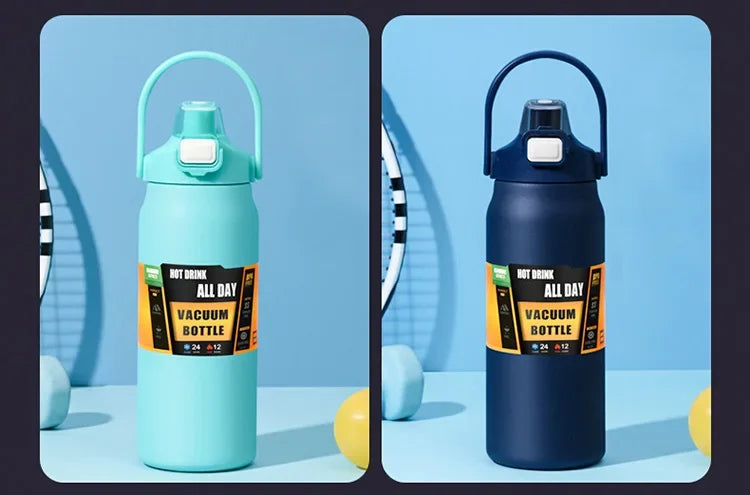 Outdoor Thermos Portable 304 Stainless Steel Thermal Mug Tumbler Vacuum Flasks Cold and Hot Sports Water Bottle with Straw - Roller