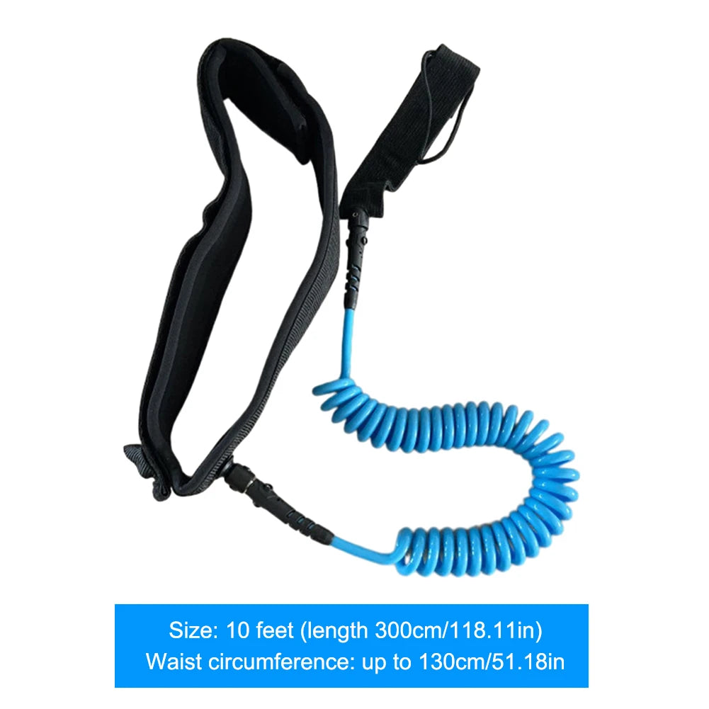 Coiled Leash Maximum Tensile Length Up To 10 Feet Surfboard Waist Rope Adjustable Coiled Surfing Leash for Stand Paddle Boards - Roller