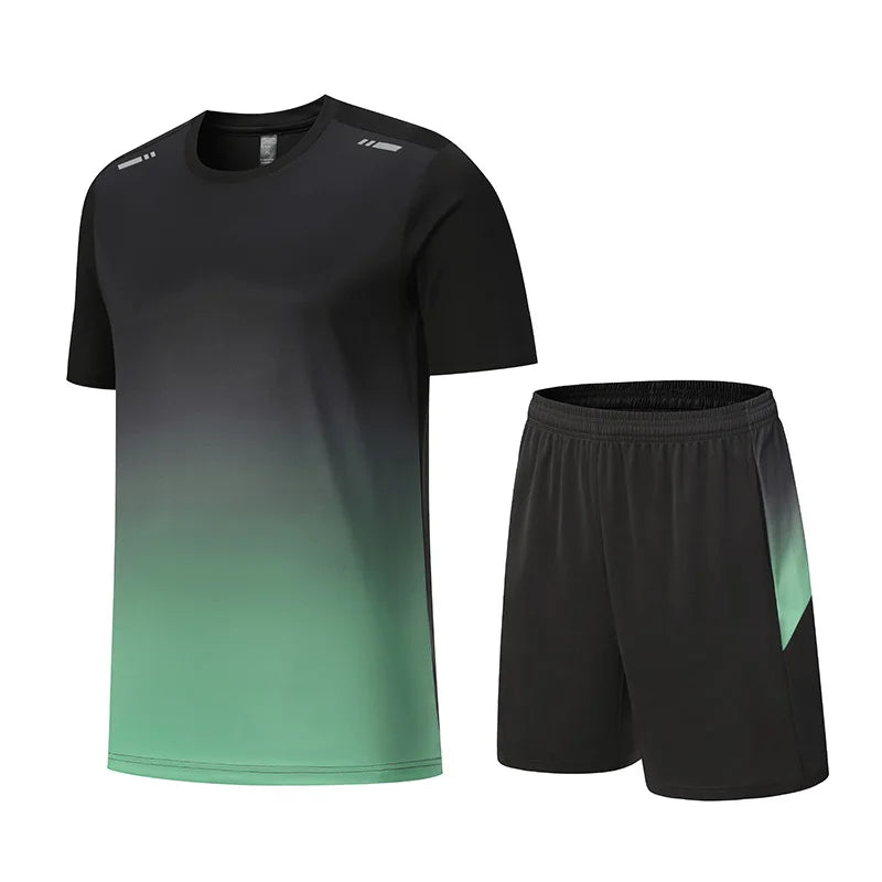 Men Women Quick Drying Running Sets Gym Fitness Suits Outdoor Short Sleeve Sports T-shirt Shorts Badminton Tennis Training Kit - Roller