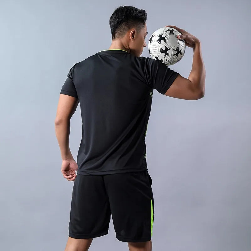 CHRLCK Men's Running Sets Summer Sportswear Breathable Gym Fitness Suits Quick Dry T-Shirts Sports Workout Training Tracksuit - Roller