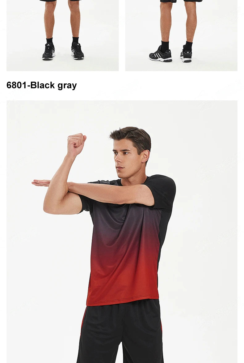 Men Women Quick Drying Running Sets Gym Fitness Suits Outdoor Short Sleeve Sports T-shirt Shorts Badminton Tennis Training Kit - Roller