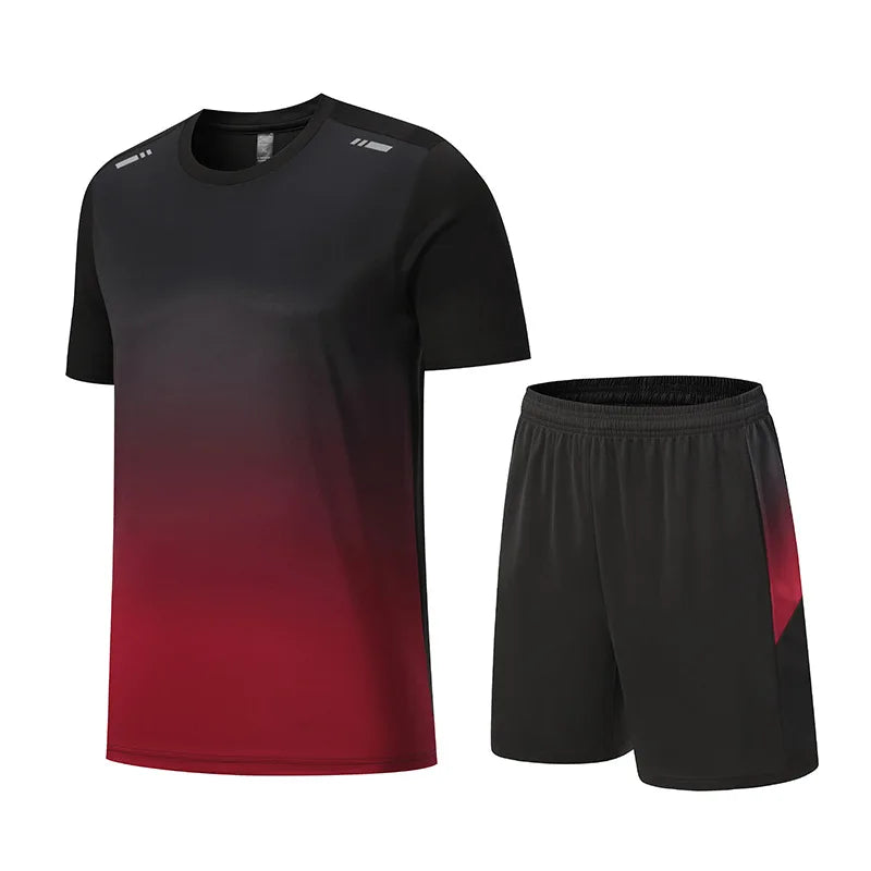 Men Women Quick Drying Running Sets Gym Fitness Suits Outdoor Short Sleeve Sports T-shirt Shorts Badminton Tennis Training Kit - Roller