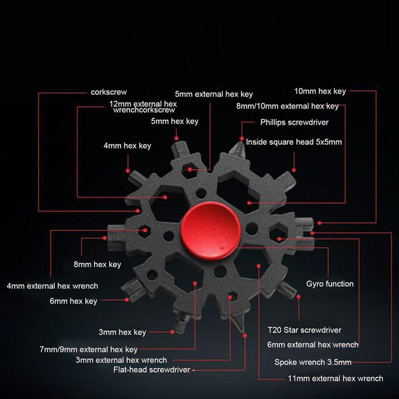 23-in-1 Snowflake Metal Multitool Gadget with Fidget Spinner Function_11