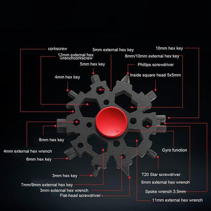 23-in-1 Snowflake Metal Multitool Gadget with Fidget Spinner Function_11