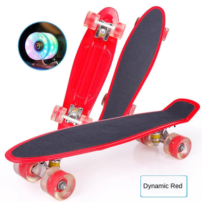 56cm Frosted Deck Fish Skateboard Single Rock Skateboard Flashing Wheel Fishboard Skateboard Mini Cruiser Skate Board Kids Penny