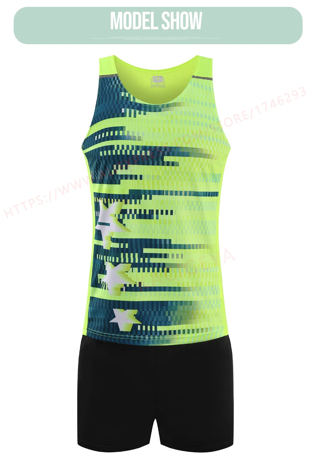 Men Sports Suits Quick Dry Slim Fit Marathon Running Track And Field Tracksuits Fashion Prints Gym Sportswear Vest+Shorts Set - Roller
