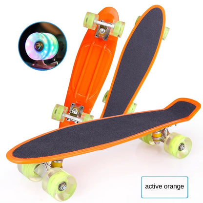 56cm Frosted Deck Fish Skateboard Single Rock Skateboard Flashing Wheel Fishboard Skateboard Mini Cruiser Skate Board Kids Penny