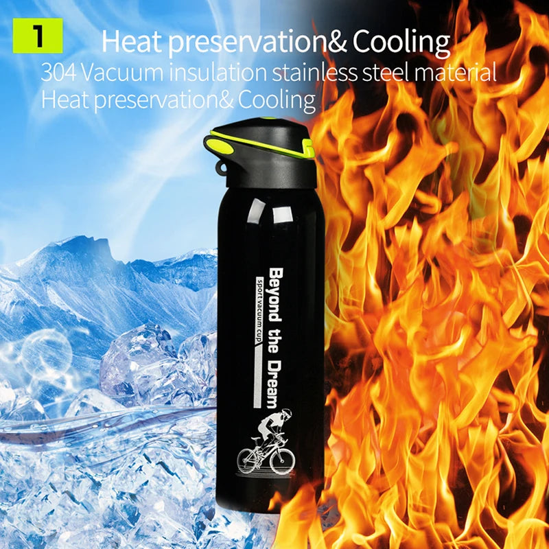 Vacuum Stainless Steel Cycling Water Bottle Double Walled Simple Thermo Mug Insulated With Straw